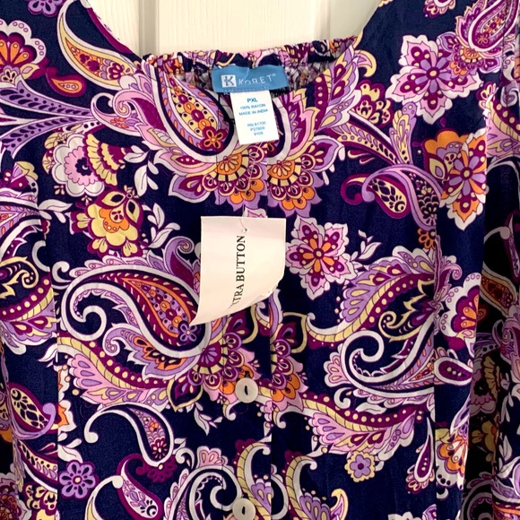 NWT Koret Paisley Dress with ruched back, PXL - Picture 2 of 4
